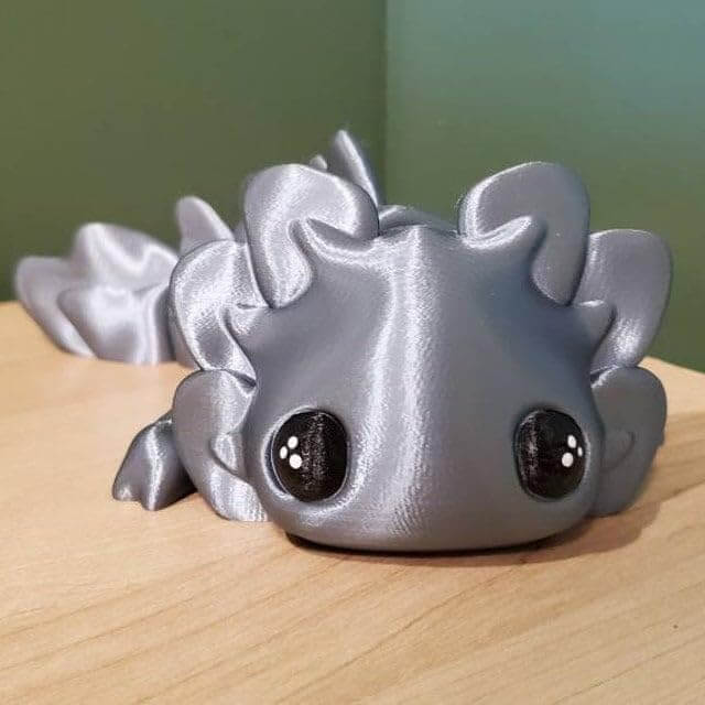 Cute 3D Printed Axolotl Fidget Toy Flexible Articulating Sensory Pet Axolotl 3D Print Toy (Gray Small)