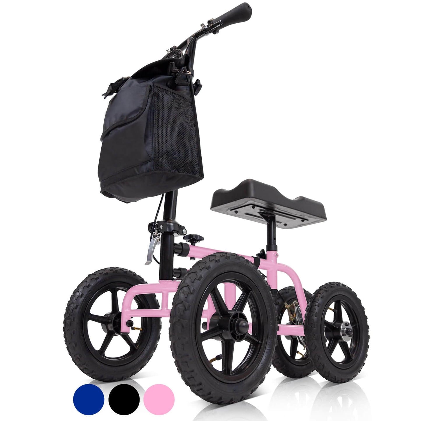Vive Mobility All Terrain Knee Scooter Walker for Foot Injuries - Adult Broken Leg Crutch Cart Roller for Surgery Broken Foot Ankle Injury - Kneeling Rolling Steerable Seated Wheel Scooter Aid
