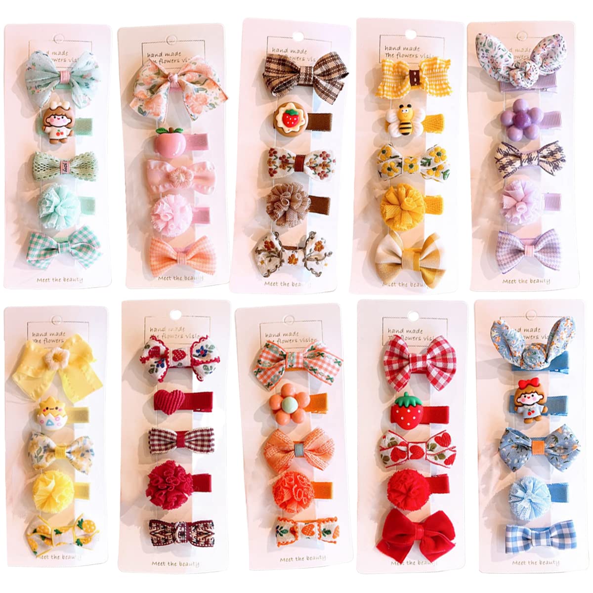 Hair Clip 25pcs Cute Rainbow Baby Girl Hair Clips Children Hair Clips for Infants Toddlers Kids Polyester Printed Fabric Snap Closure Set of 5 Random Styles