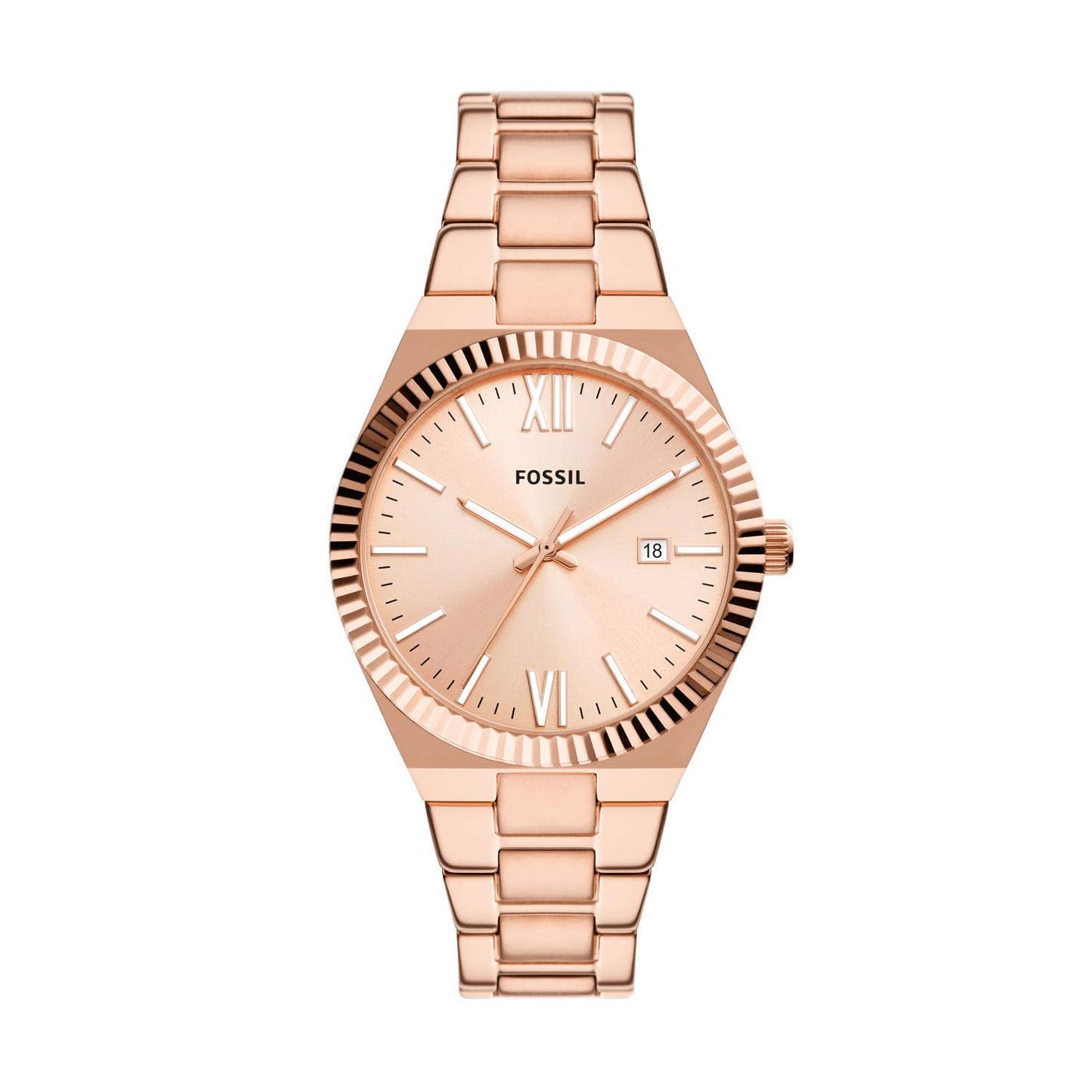 Fossil Womens Scarlette Quartz Stainless Steel Three-Hand Watch Color: Rose Gold (Model: ES5258)