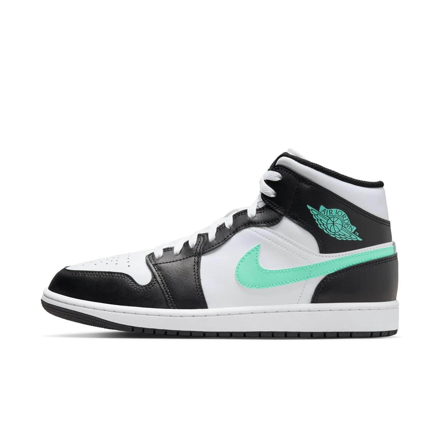 Jordan Nike Air 1 Mid Men Shoes White/Green Glow-Black DQ8426 103 - Size 11.5