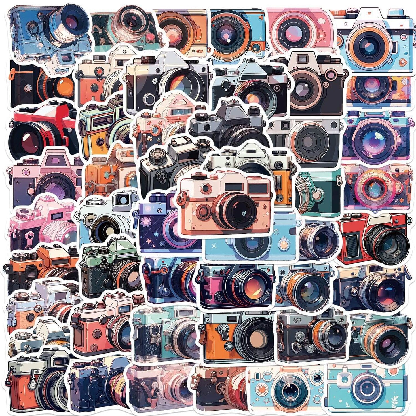50 PCS Camera Stickers Cute Sticker Vinyl Decal Sticker