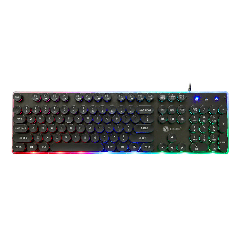 Rainbow Backlit Retro USB Mechanical Gaming Keyboard 104 keys