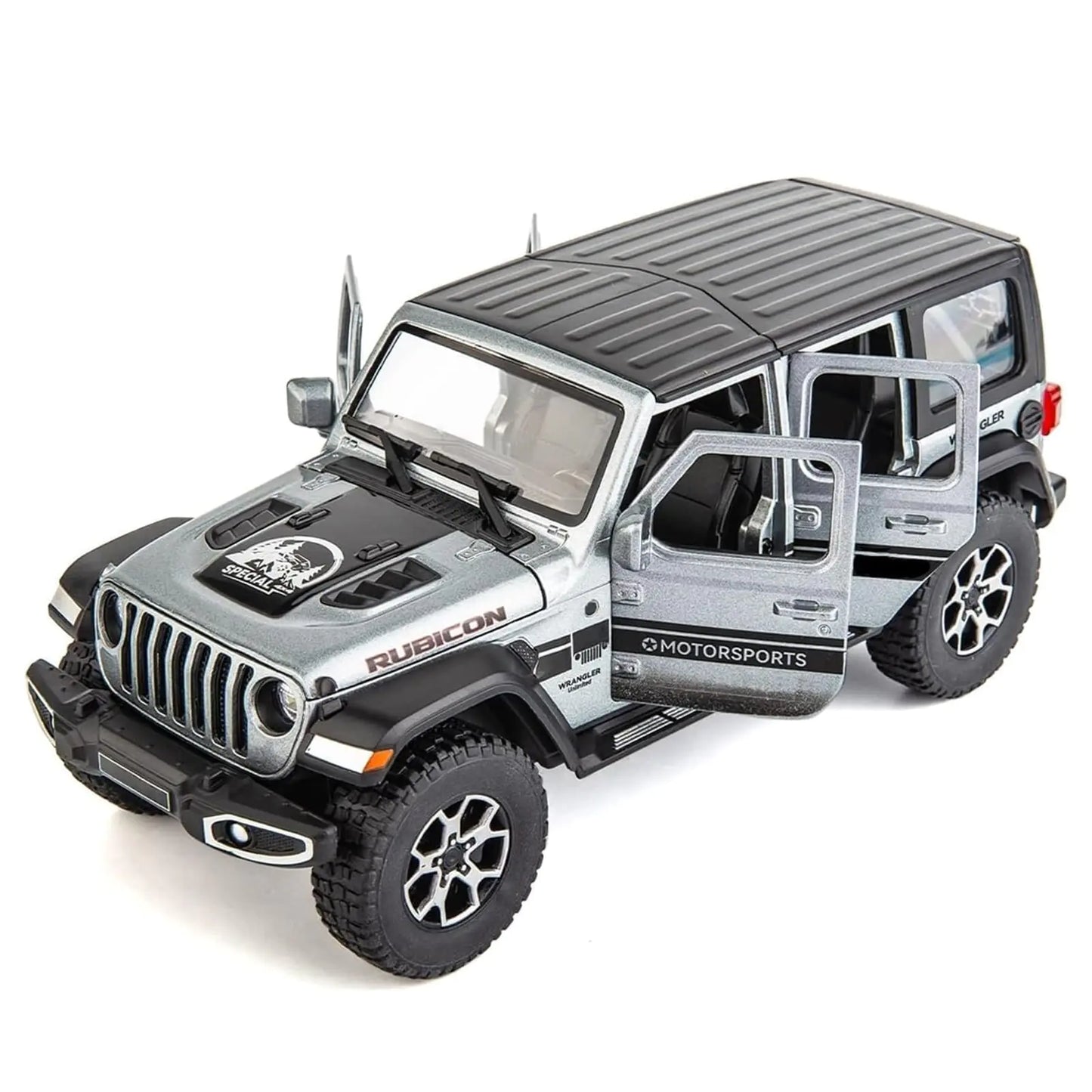 Jeep Off-Road 7 Door for Wrangler Diecast Toy Car Model 1/22 Scale Metal Alloy Vehicle for Kids Boys Girls Adults Doors Open Light and Sound Gifts Gray