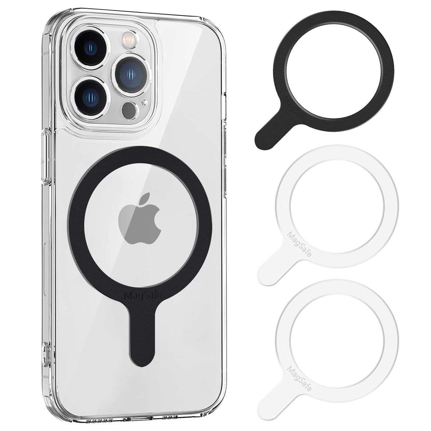 MagSafe Ring Compatible with MagSafe Sticker 4 Pack Universal Magnetic Adapter Ring for Magsafe Accessories & Wireless Charging for iPhone 16/15/14/13/12 Galaxy S24/S23/S22 (Black White)