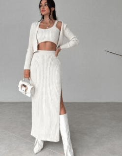 Cardigan Split Dress women woman Set (One Piece)