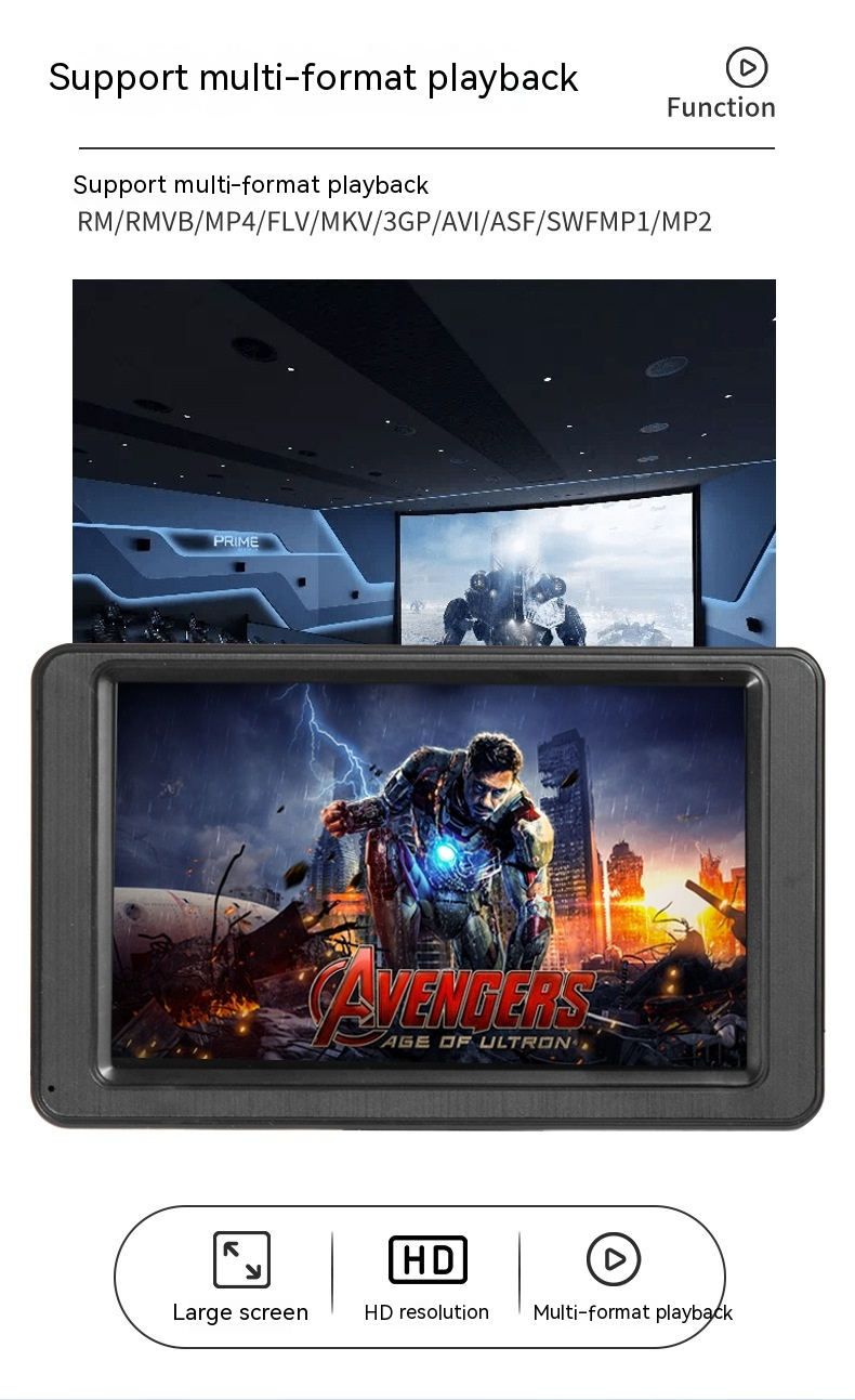Portable 7-Inch Vehicle MP5 Player support USB SD card AV input