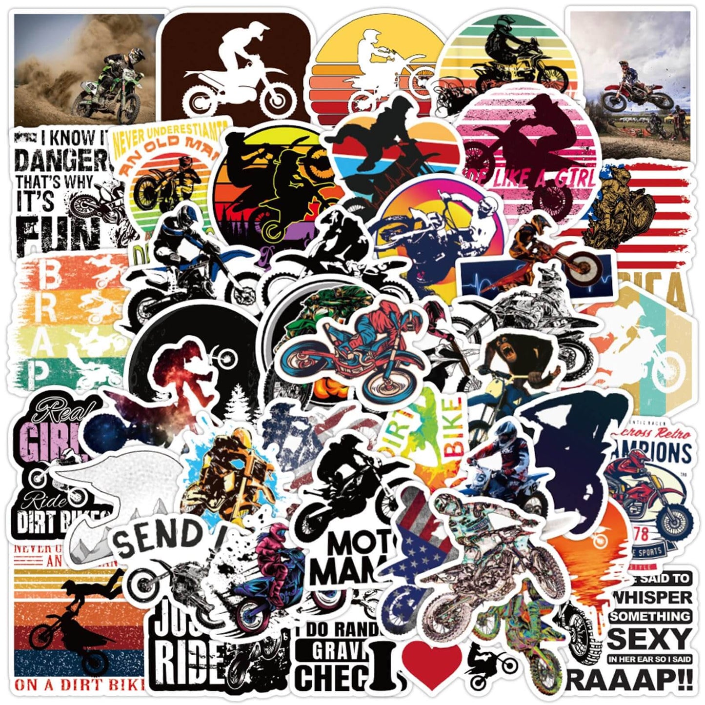 Bike Motorcycle Water Bottle Stickers 50 PCS Bicycle Motocross Waterproof Vinyl Decal