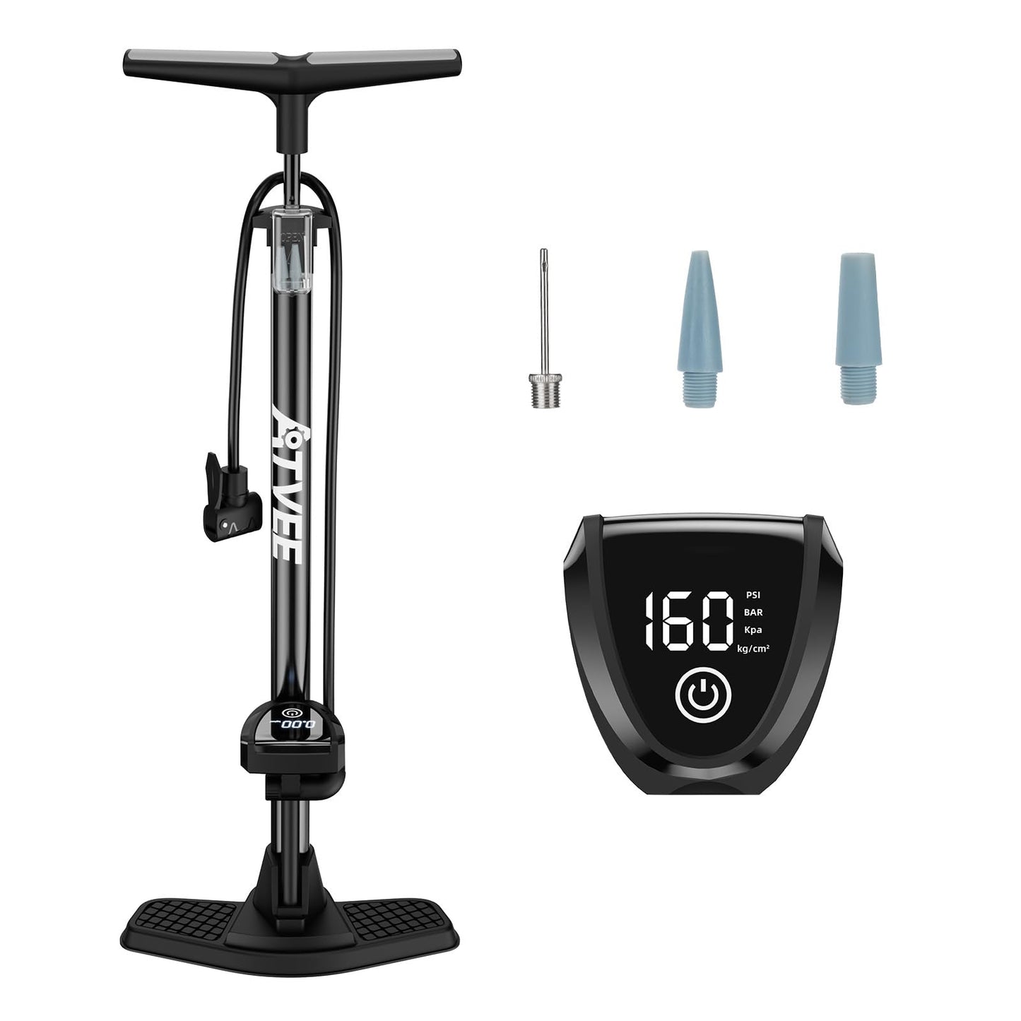 Bike Pump with Electronic Screen 25” Height Full Size Bicycle Pump with 160 PSI High Pressure Bike tire Pump with Presta and Schrader Valve Bike Air Pump for Bike Tires Balls,Bike Pumps…