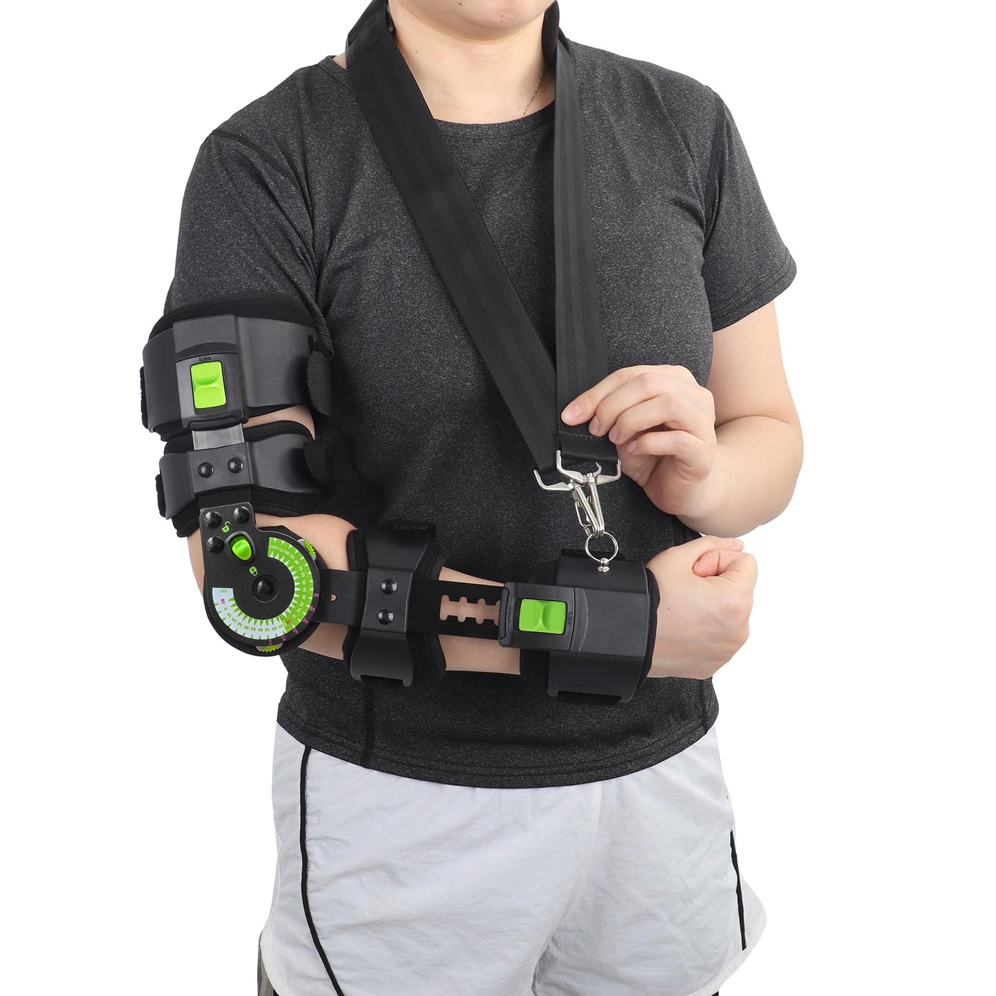 Adjustable Hinged ROM Elbow Brace - Post-Op Stabilizer Splint for Arm Injury Recovery Support After Surgery Ligament and Tendon Repairs and Dislocation (Right Arm)