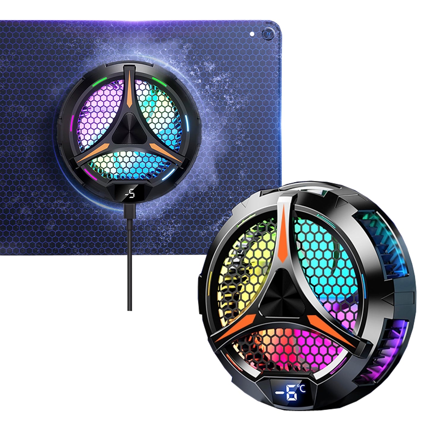 iPad Cooler zooparty Magnetic Tablet Cooler for ipad/Surface pro/Samsung Tab/Steam DeckMagsafe CompatibleIpad Cooling Fan with Temperature Display for Mobile GamingTiktok Live Streaming