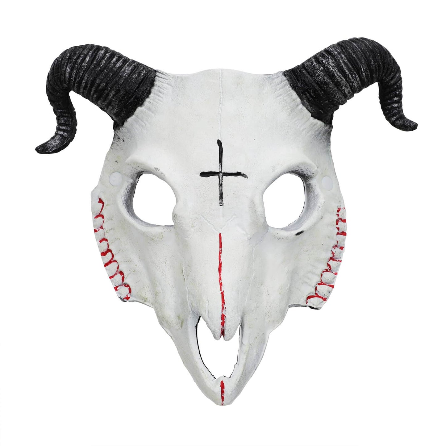 White Goat Head Skull Mask Ram Horns Animal Skull Costume Mask Horror Demon Devil Evil Mask Cosplay Halloween Mardi Gras Full Face Mask Creepy Party Decoration Prop