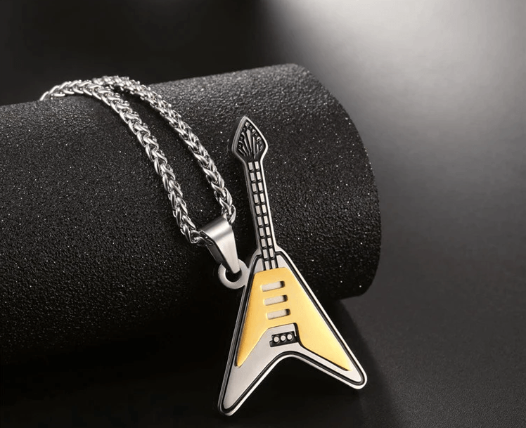 Titanium Steel Guitar Pick Necklace Pendant keychain