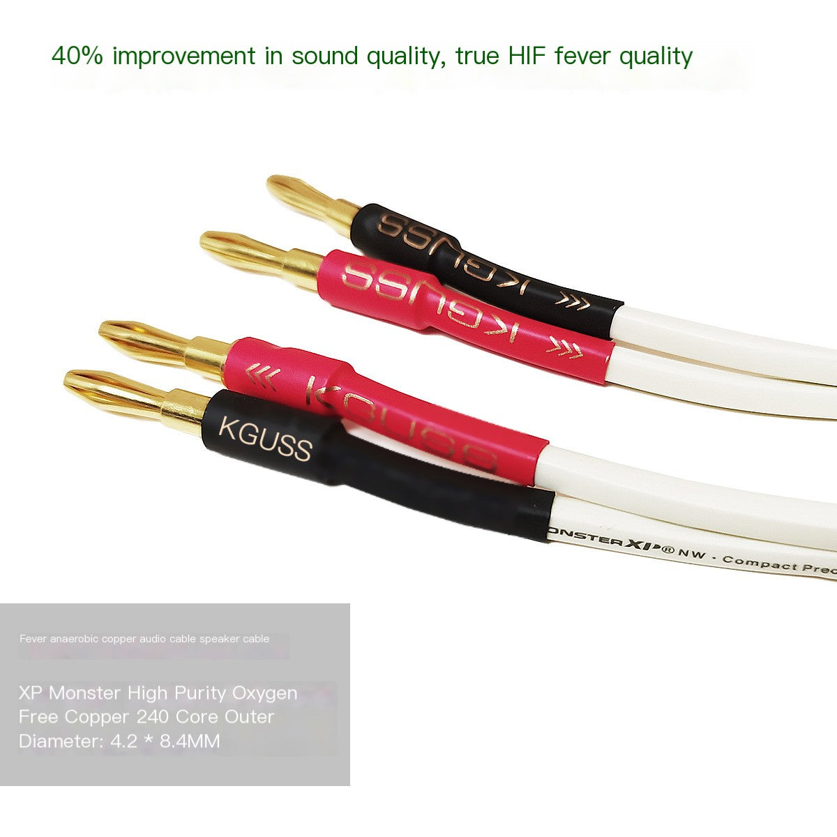 KGUSS High-Fidelity Pure Copper Speaker Connection Cable