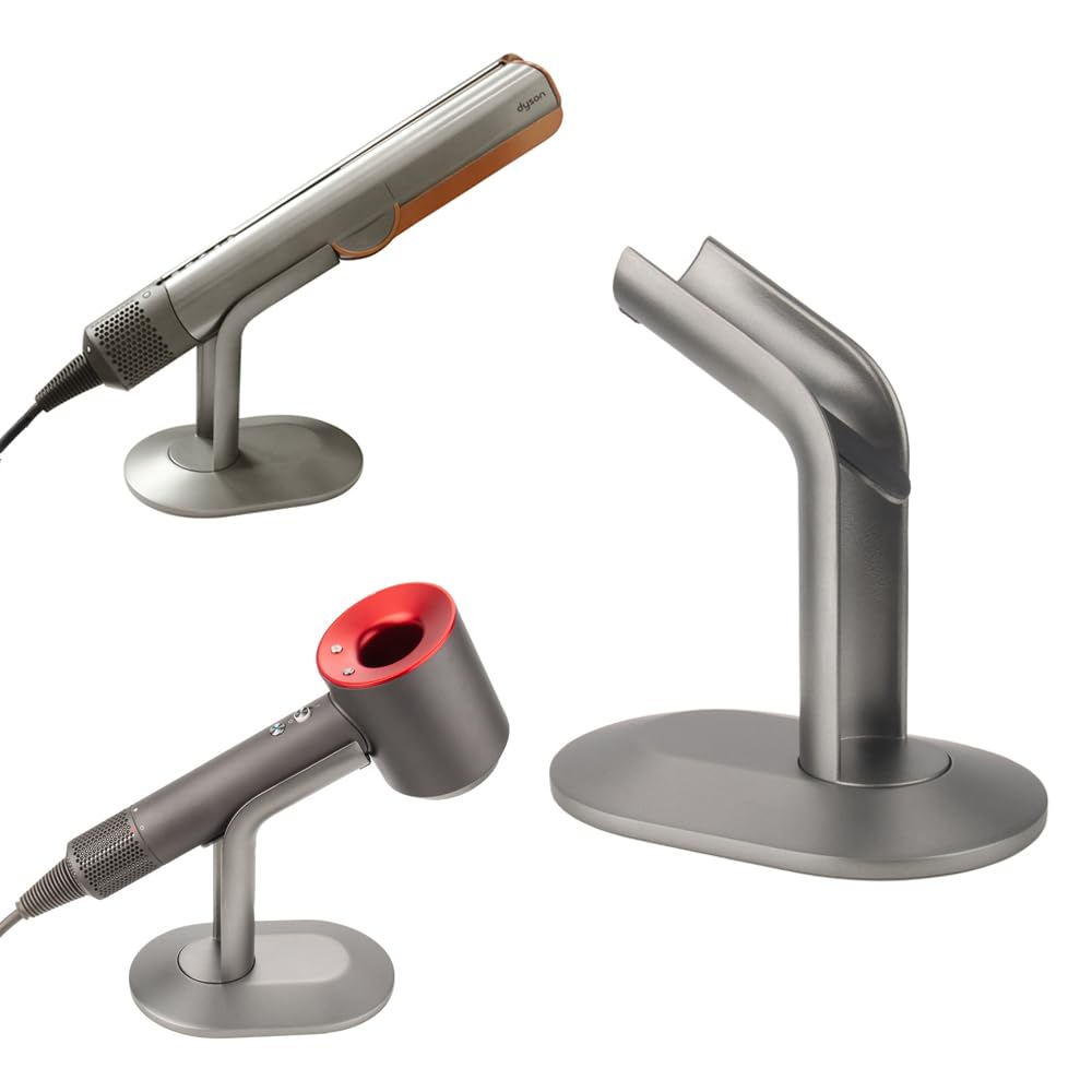 Hair Straightener Stand for Dyson Airstrait Aluminum Alloy Hairdryer Holder Countertop Storage Rack Compatible with Dyson Supersonic HD Hairdryer Styler Accessories (Gray)