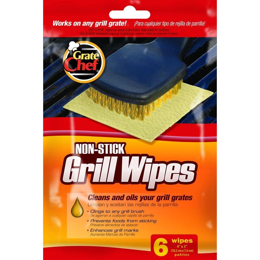 Grate Chef Non-Stick Grill Wipes High Heat Resistant Cleans and Oils Your Grill Grate 4 Pack 6 Wipes per Pack 24 Wipes in Total