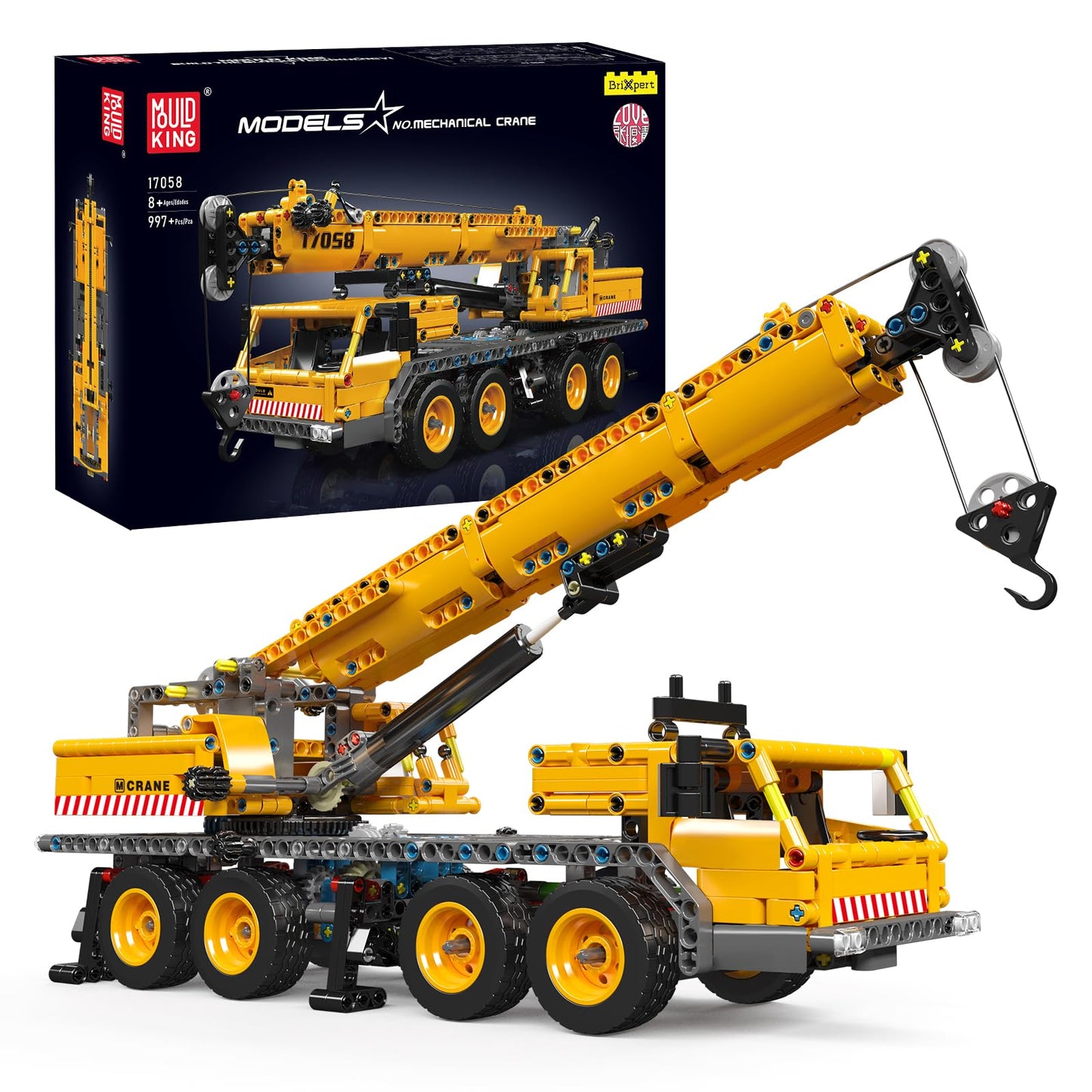 Mould King 17058 Crane Building Blocks Kit 997 Pieces Crane Truck Model to Build DIY Constration Toy Collectibles/Exhibition for Adult/Kids