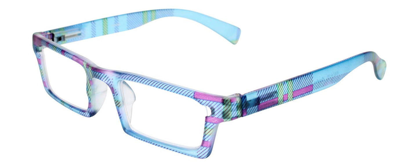 Calabria Jordan Vintage Retro Rectangle Reading Glasses +3.50 Blue Men Women Designer Single Power Reader Soft Case Included