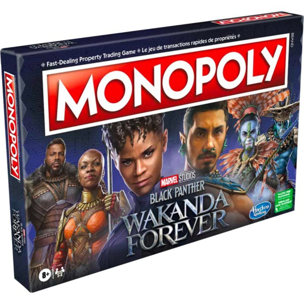 Monopoly: Marvel Studios Black Panther: Wakanda Forever Edition Board Game for Families and Kids Ages 8+ Game for 2-6 Players