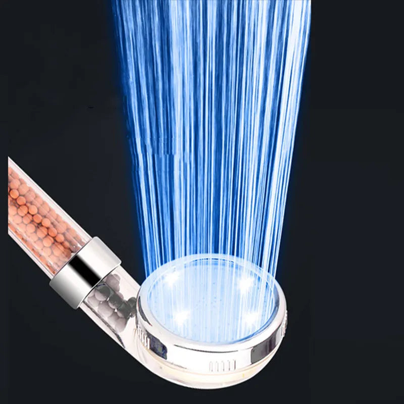 LED Light high pressure Handheld Shower Head gift Temperature sensing