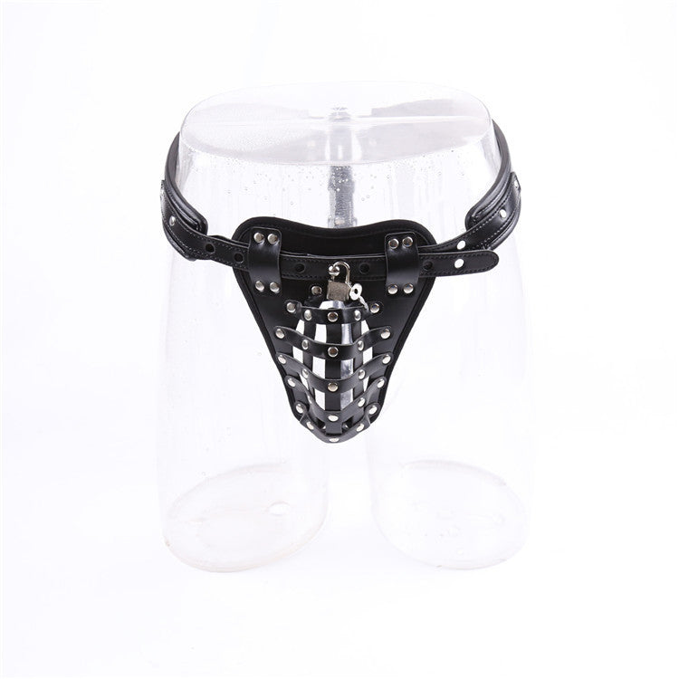 Leather Men's Chastity Belt with Cock Cage Adult Toy couple date night gift