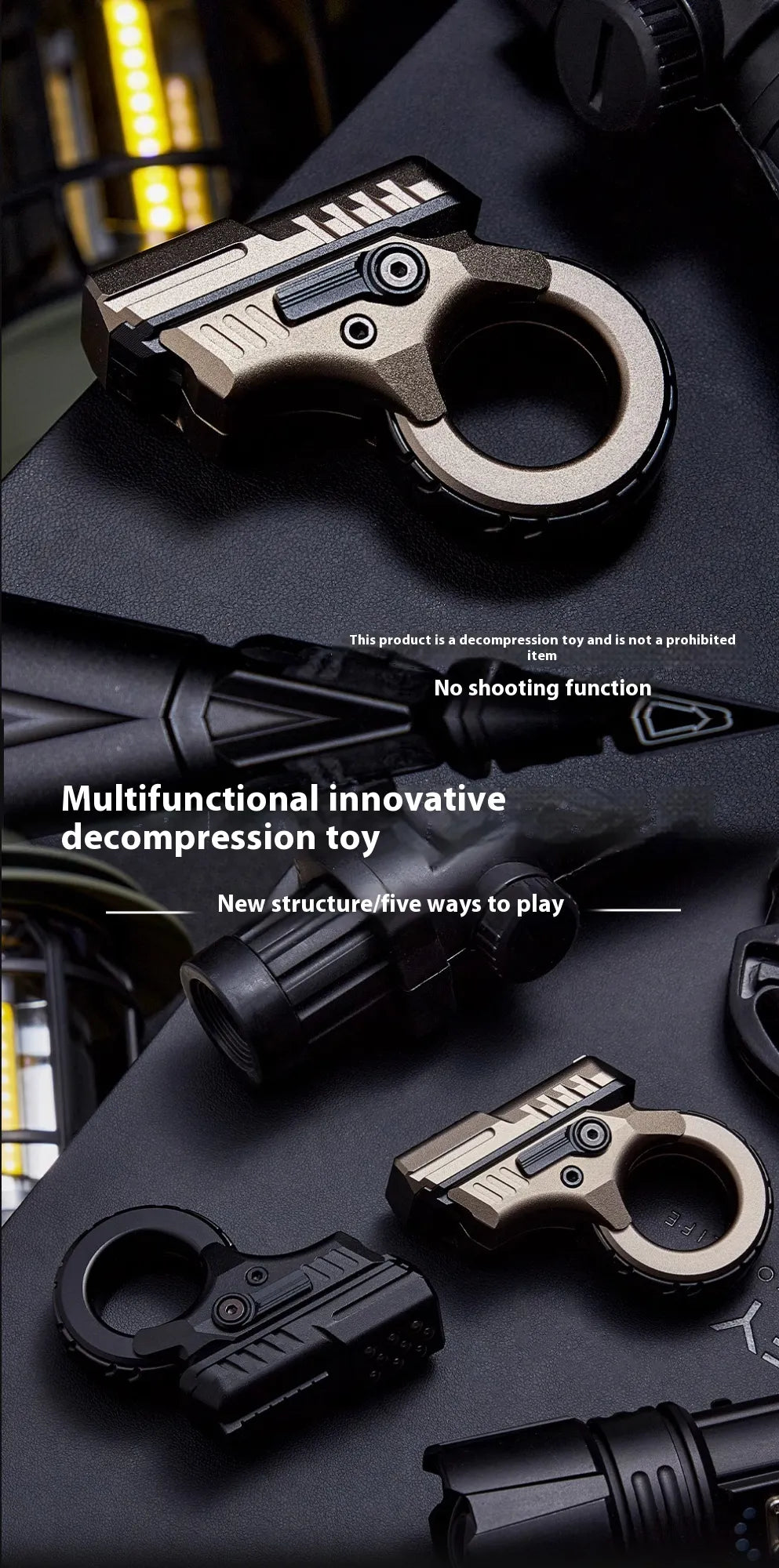 Titanium Alloy Fidget Gun shape Spinner CRAFT