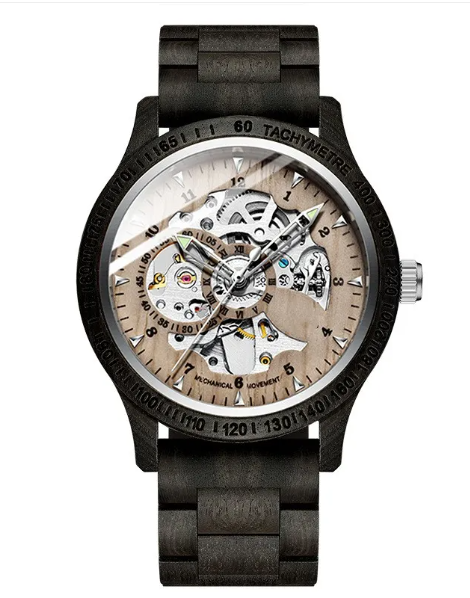 Sandalwood Auto Hollow Watch valentine couple birthday date gift