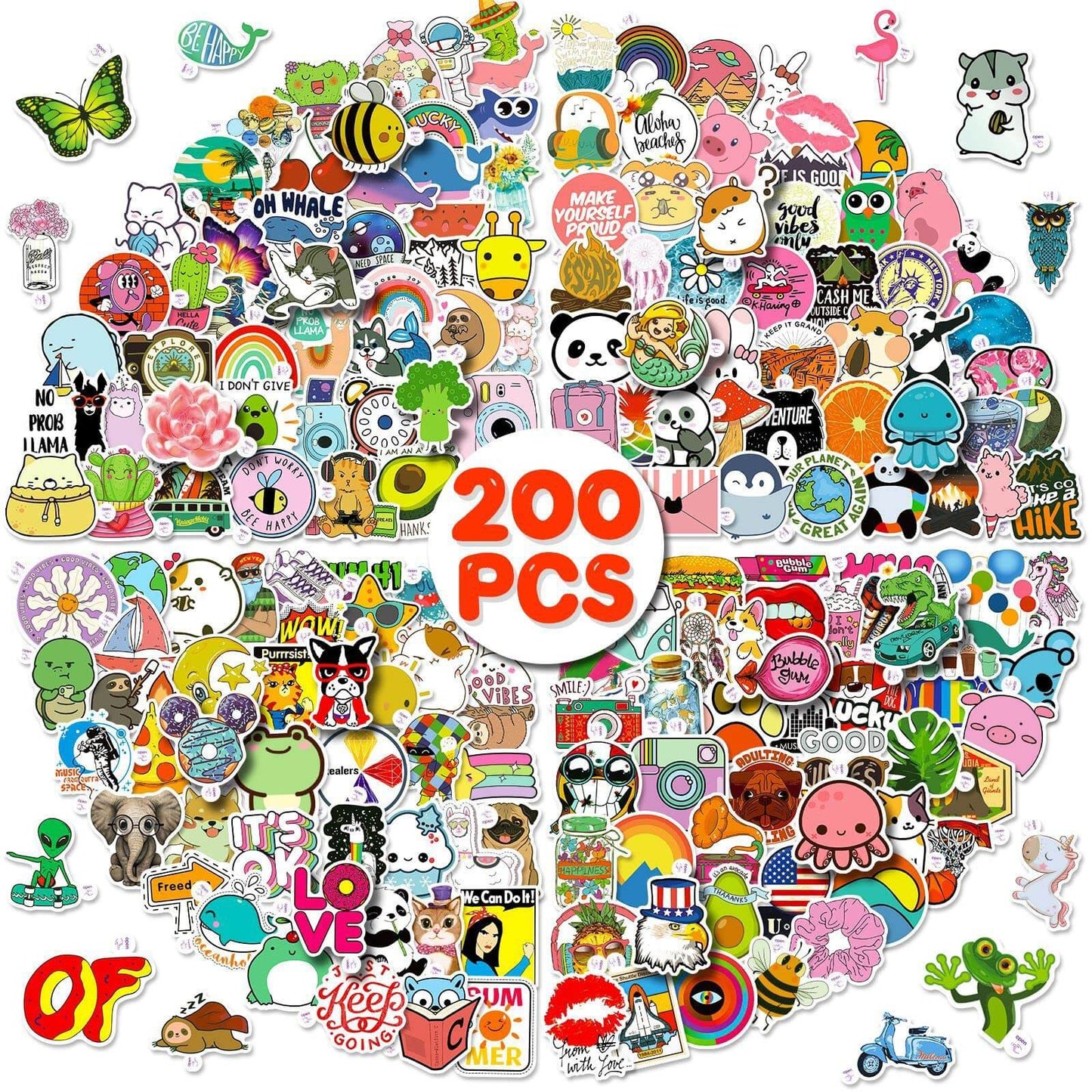 200pcs Cute Kawaii Stickers for Girls Vinyl Anime Waterproof Decal sticker