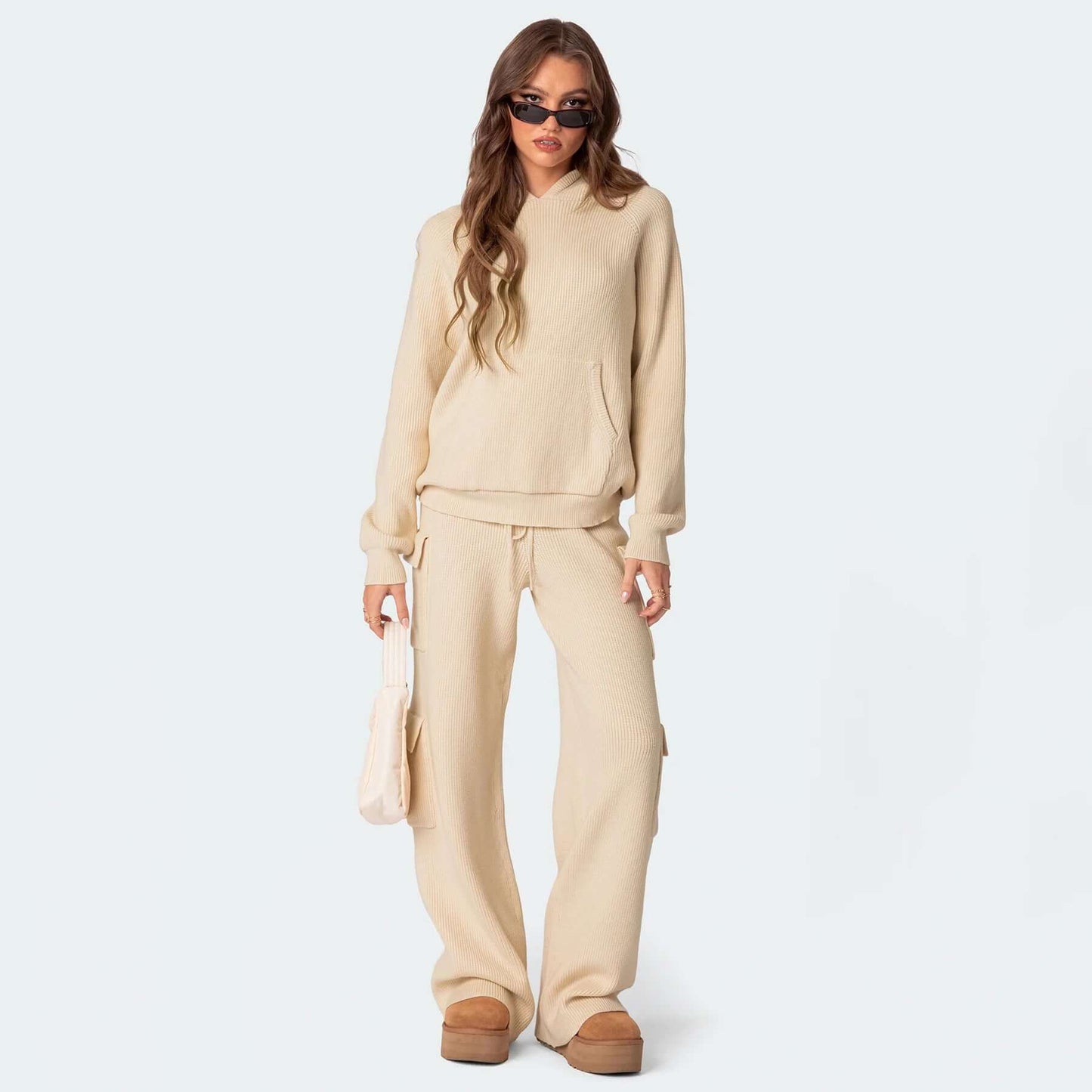 Luxe Knit Hoodie Cargo Set Women Woman (One Piece)