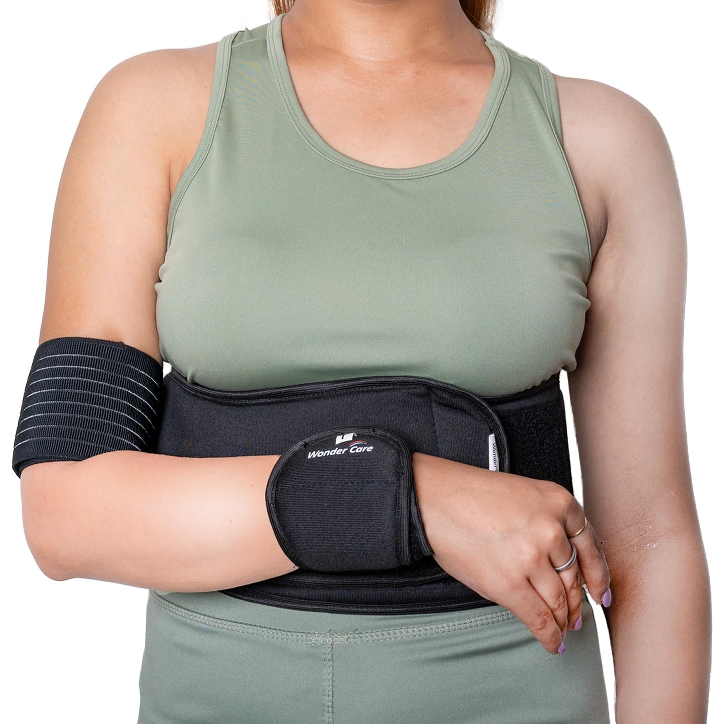 Wonder Care-Left Right Shoulder Immobilizer Arm Sling Elastic Brace for Clavicle Collar Bone Dislocation Subluxation Shoulder stabilizer Compression Brace After Rotator Cuff Surgery- Black-Size 1