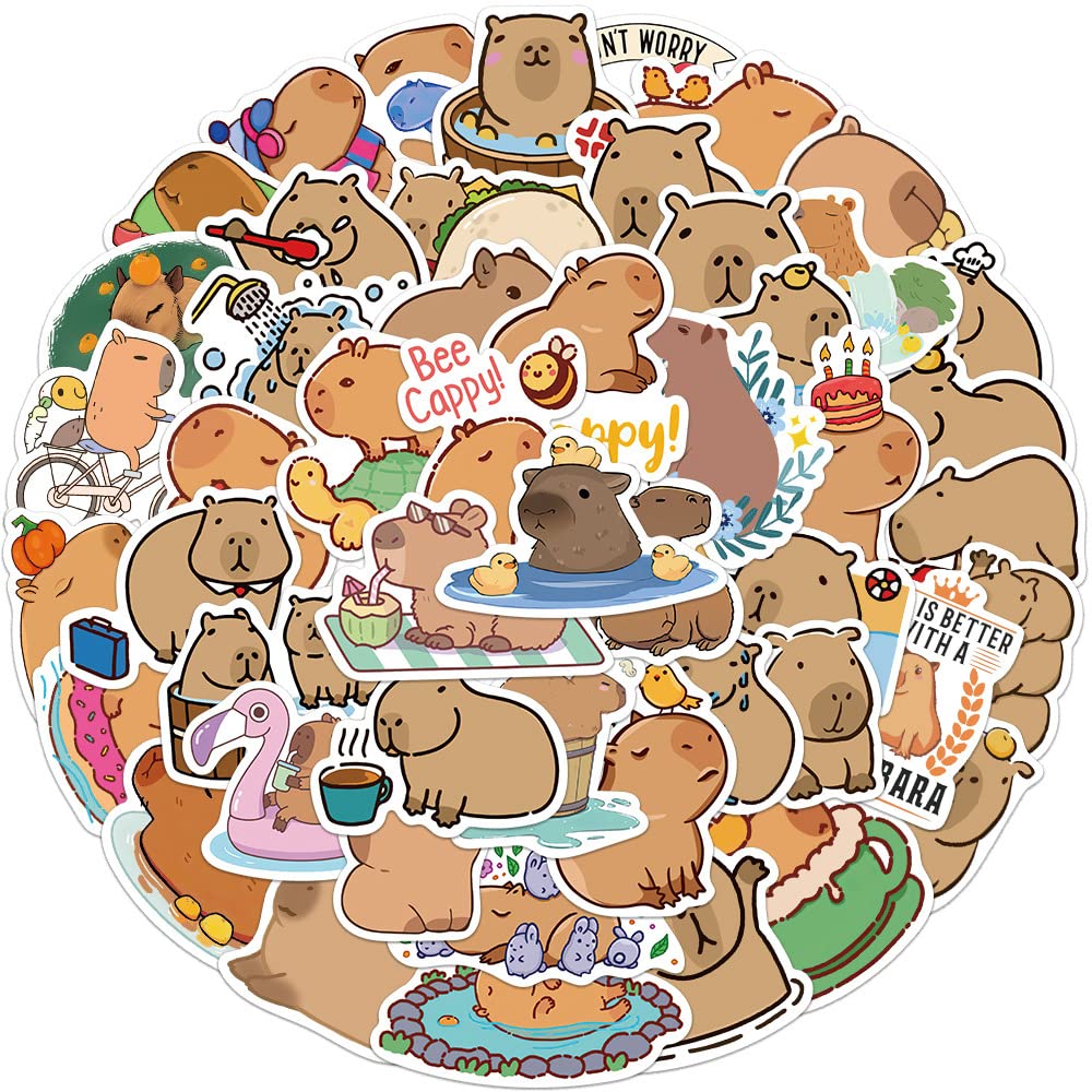 Capybara Stickers 50PCS Cute Waterproof Vinyl Decal Sticker