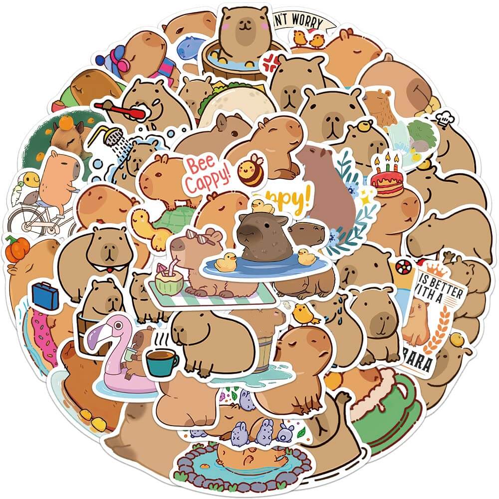 Capybara Stickers 50PCS Cute Waterproof Vinyl Decal Sticker