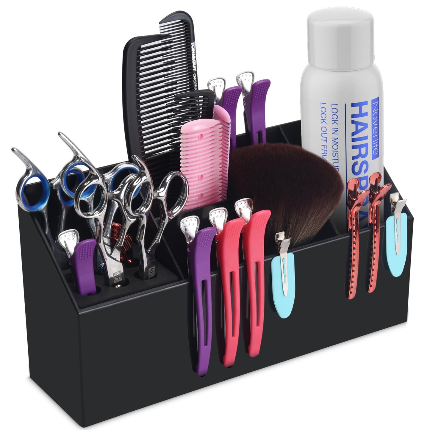 Hair Scissors Large Storage Box Shear Holder for Hair Salon Scissor Holder Hairdressing Combs Clips Scissors Professional Hairdressing Combs Clips Brushes Storage Racks Tool Box - Black