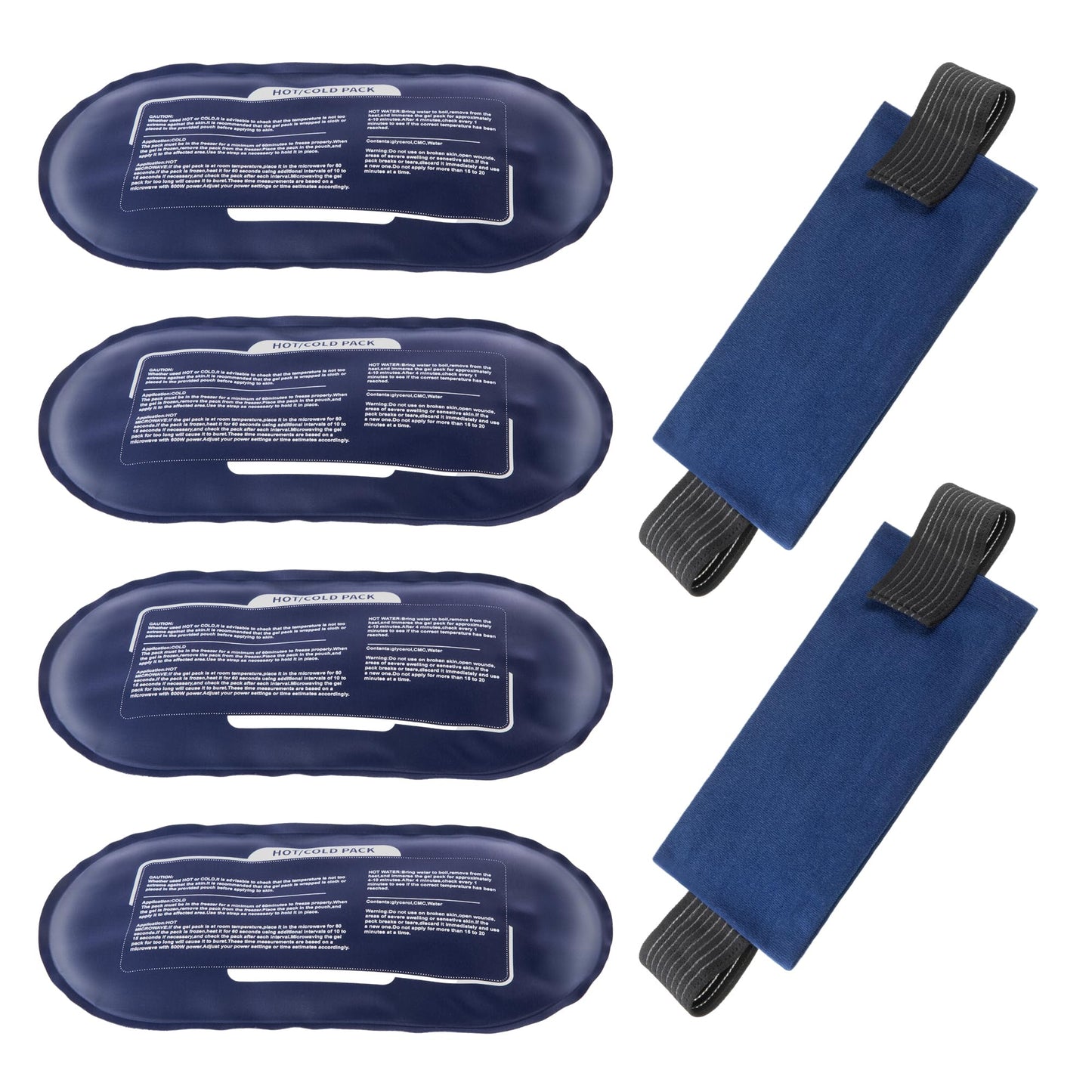 Ice Packs for Injuries Reusable 4 Pack Hot and Cold Gel Packs and 2 Pack Adjustable Flexible Gel Wraps for Back Shoulders Arms Knees and Legs Injury Recovery Alleviate Joint and Muscle Pain Relief