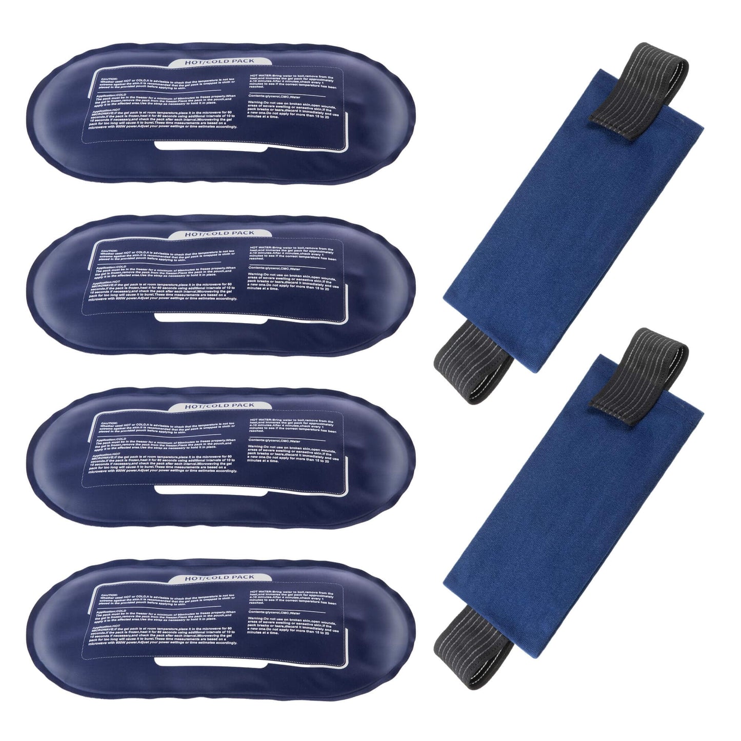 Ice Packs for Injuries Reusable 4 Pack Hot and Cold Gel Packs and 2 Pack Adjustable Flexible Gel Wraps for Back Shoulders Arms Knees and Legs Injury Recovery Alleviate Joint and Muscle Pain Relief
