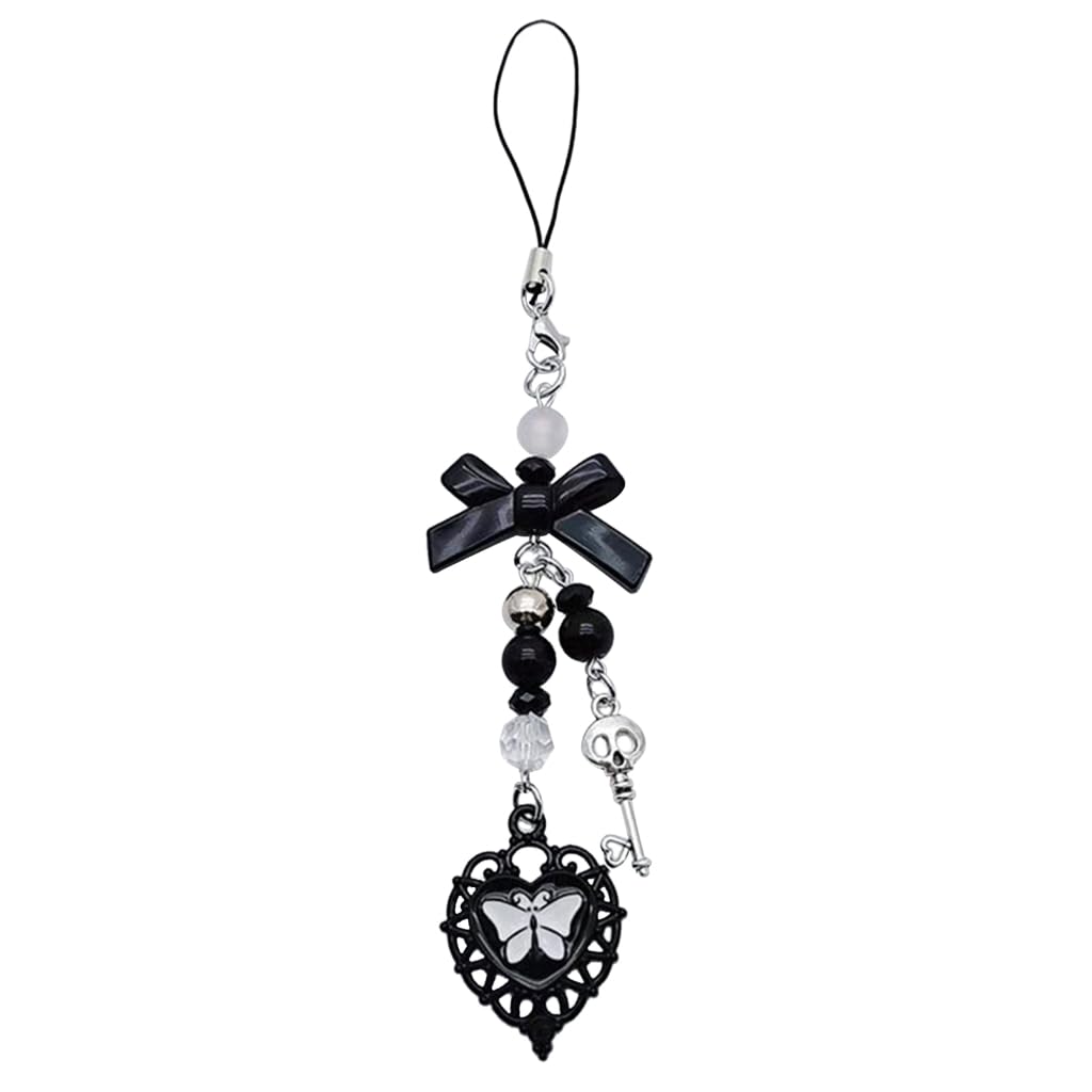 Gothic Phone Charm Pendant -Key Chain For Bag Cute Accessory Women Guitar Strap Lanyard Beaded Keychain Pendant