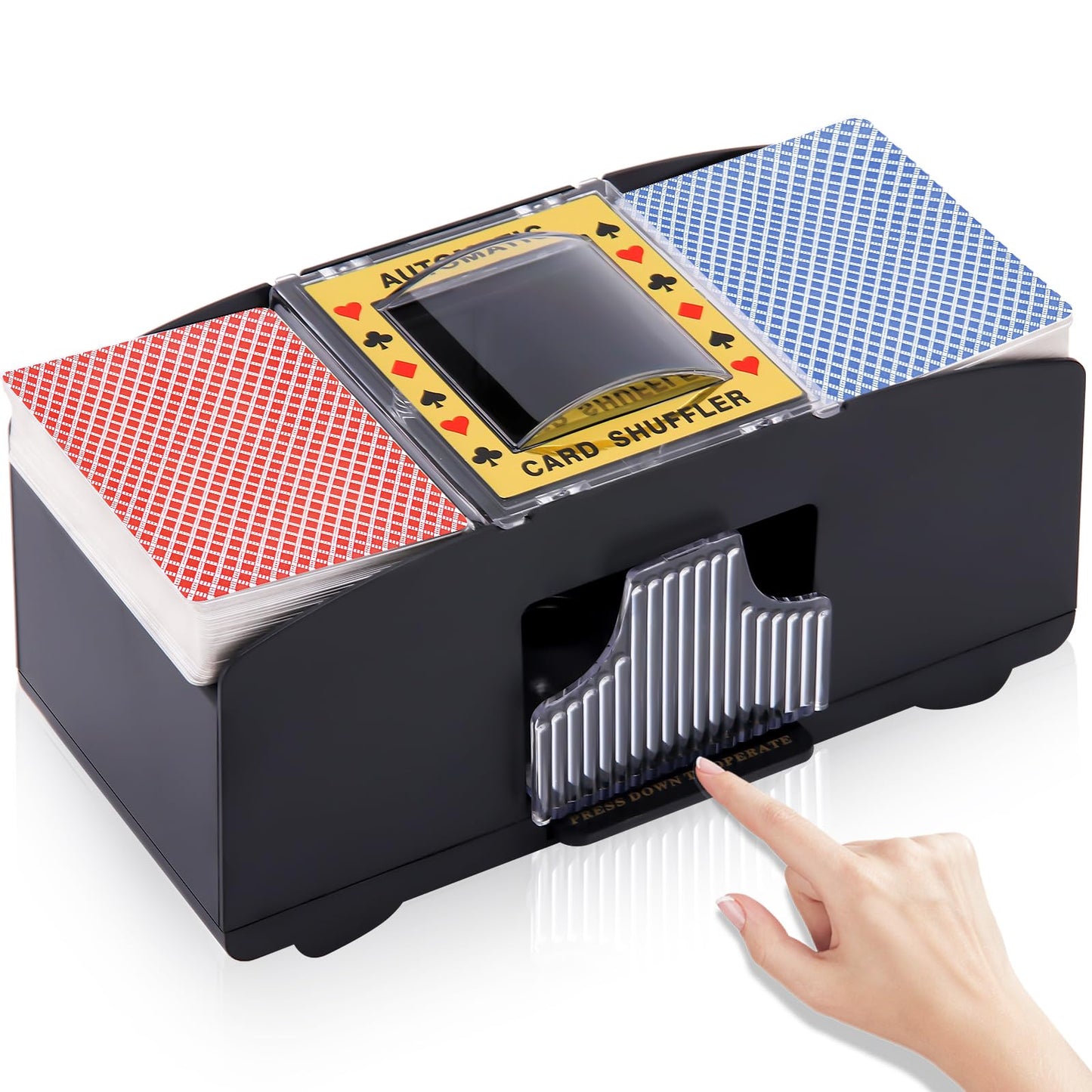 Automatic playing Card Shuffler 1-2 Decks Electric Battery Operated Shuffler Casino Card Game for Poker Home Card Game UNO Phase10 Texas Holdem Blackjack Home Party Club Game