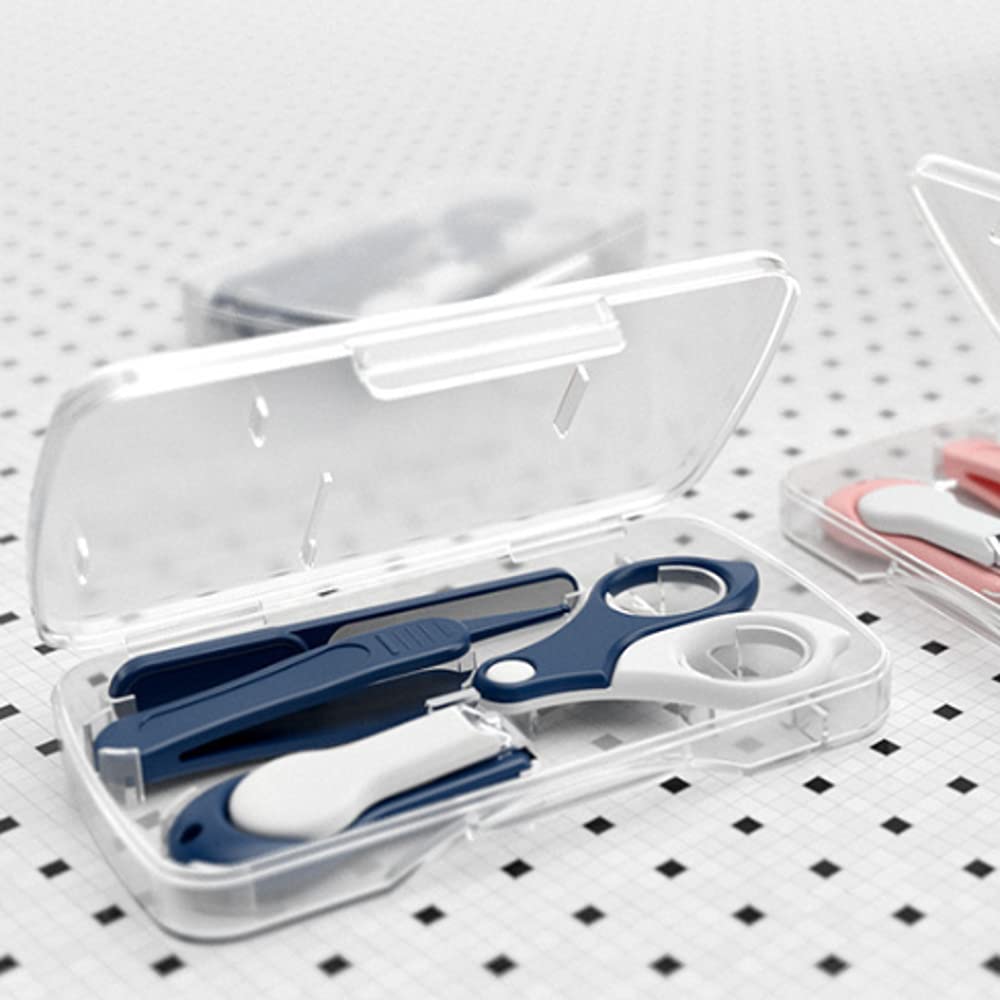 Baby Nail Clippers Kit 4-in-1 Baby Nail Kit with Baby Nail Clipper Baby Nail Scissors Baby Nail File Baby Booger Remover and Baby Ear Cleaner Baby Boy Essentials. (Dark Blue)
