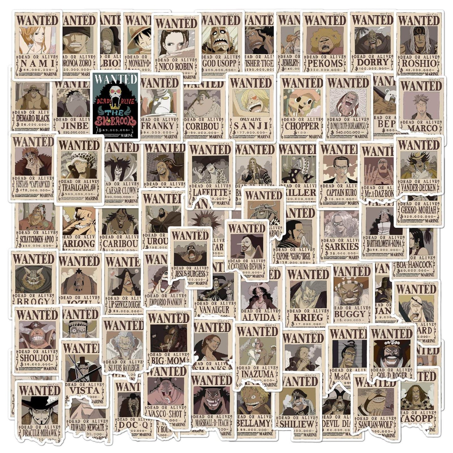 80pcs Anime Wanted Poster Stickers Cute Stickers Vinyl Sticker Decal Decor Waterproof