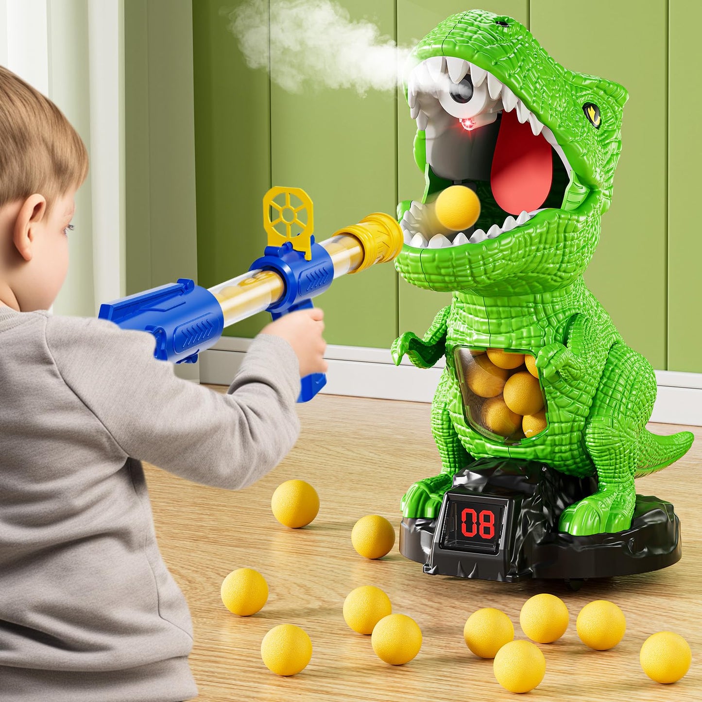 NIPLOOOW Moveable Dinosaur Shooting Toys for Kids Movable Shooting Target Toy with Air Pump Guns Interactive Competition Game BIRTHDAY Gift PARTY