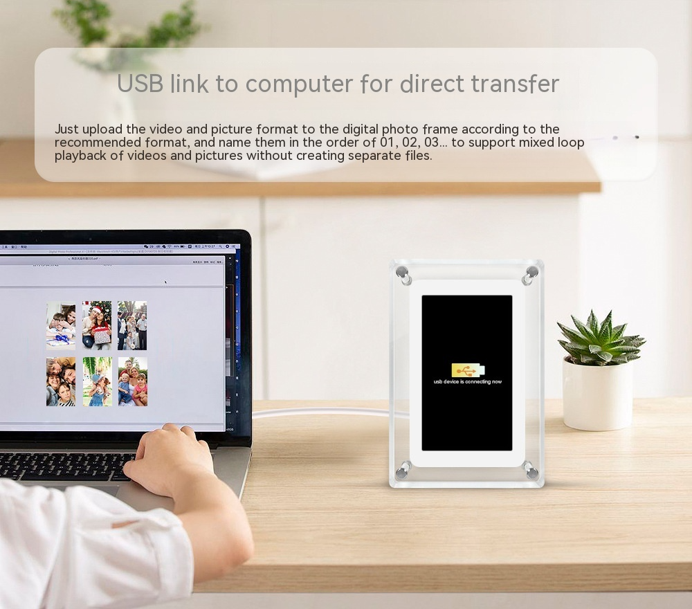 Transparent Photo Frame & Video Player 5inch High Resolution with built in speaker