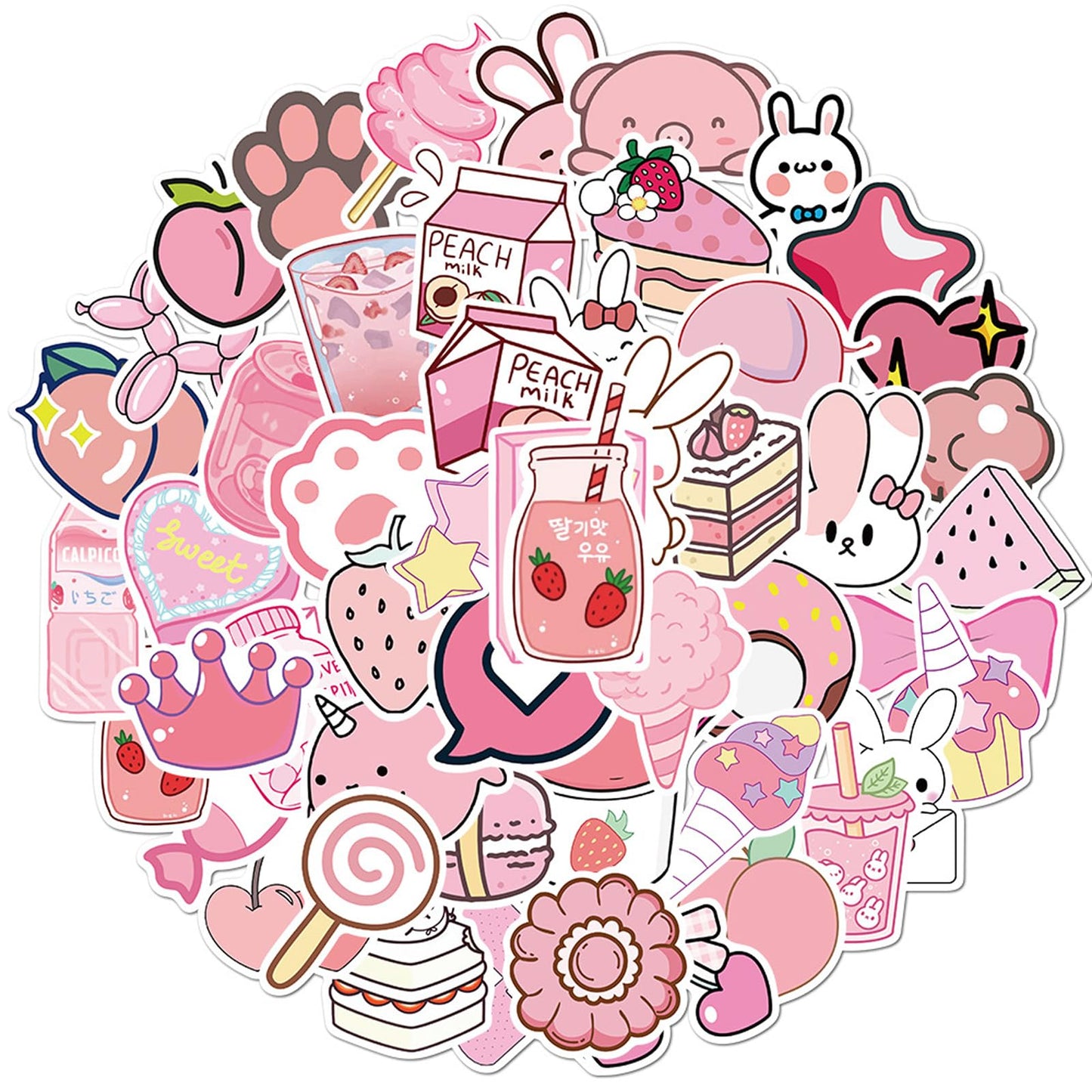 50PCS Pink Stickers Vinyl Waterproof Stickers Vinyl Decal Sticker
