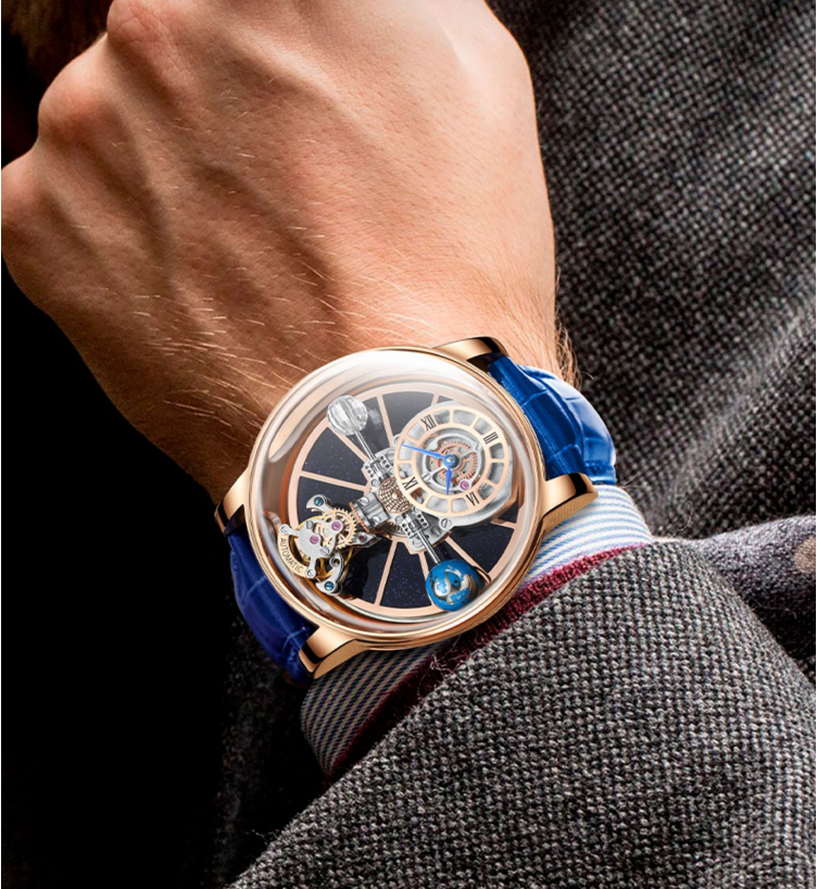 PINDU DESIGN Luxury Men's Quartz Watch Tourbillion 3bar astronomi valentine couple birthday date gift