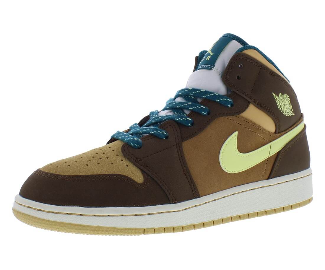 Jordan Boys Air 1 Mid SE (Big Kid) Cacao Wow/Luminous Green/Ale Brown/Twine/Sail/Geode Teal 7 Big Kid M