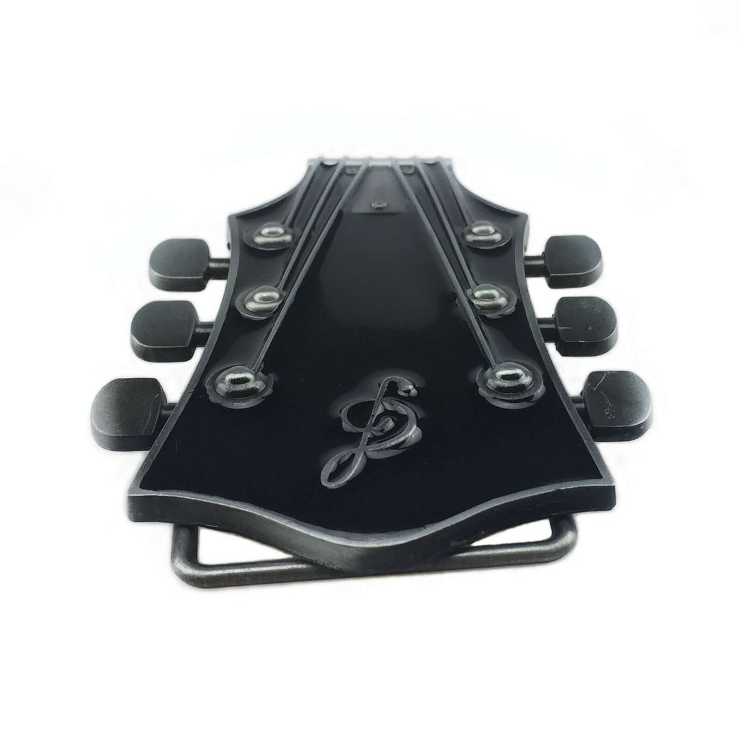 BULLZINE Zinc Alloy Black Guitar Belt Buckle 02744