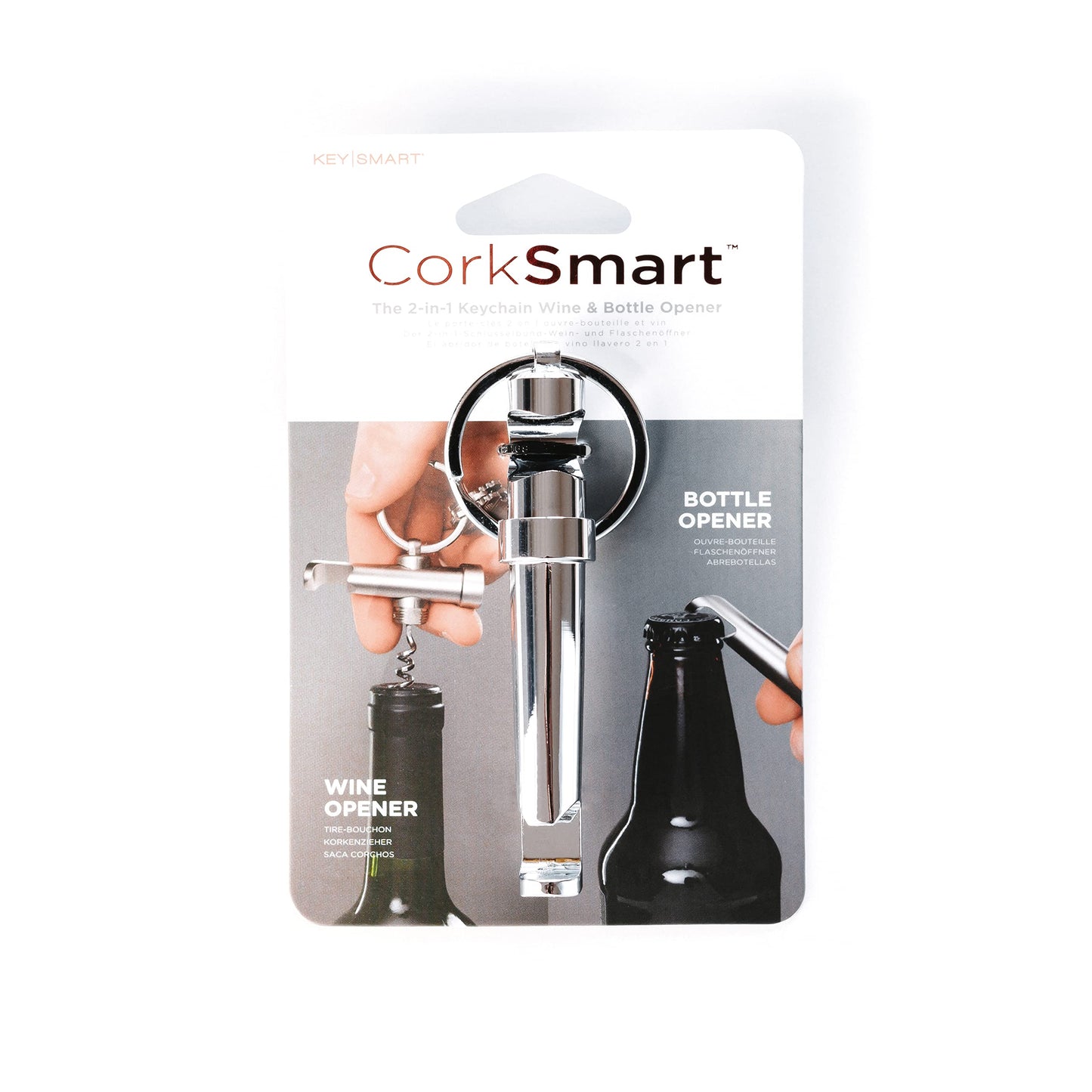 KeySmart CorkSmart - 2-in-1 Keychain Wine Opener and Bottle Opener the Ultimate Dual Bottle Opener and Wine Bottle Opener Corkscrew Keychain Accessory