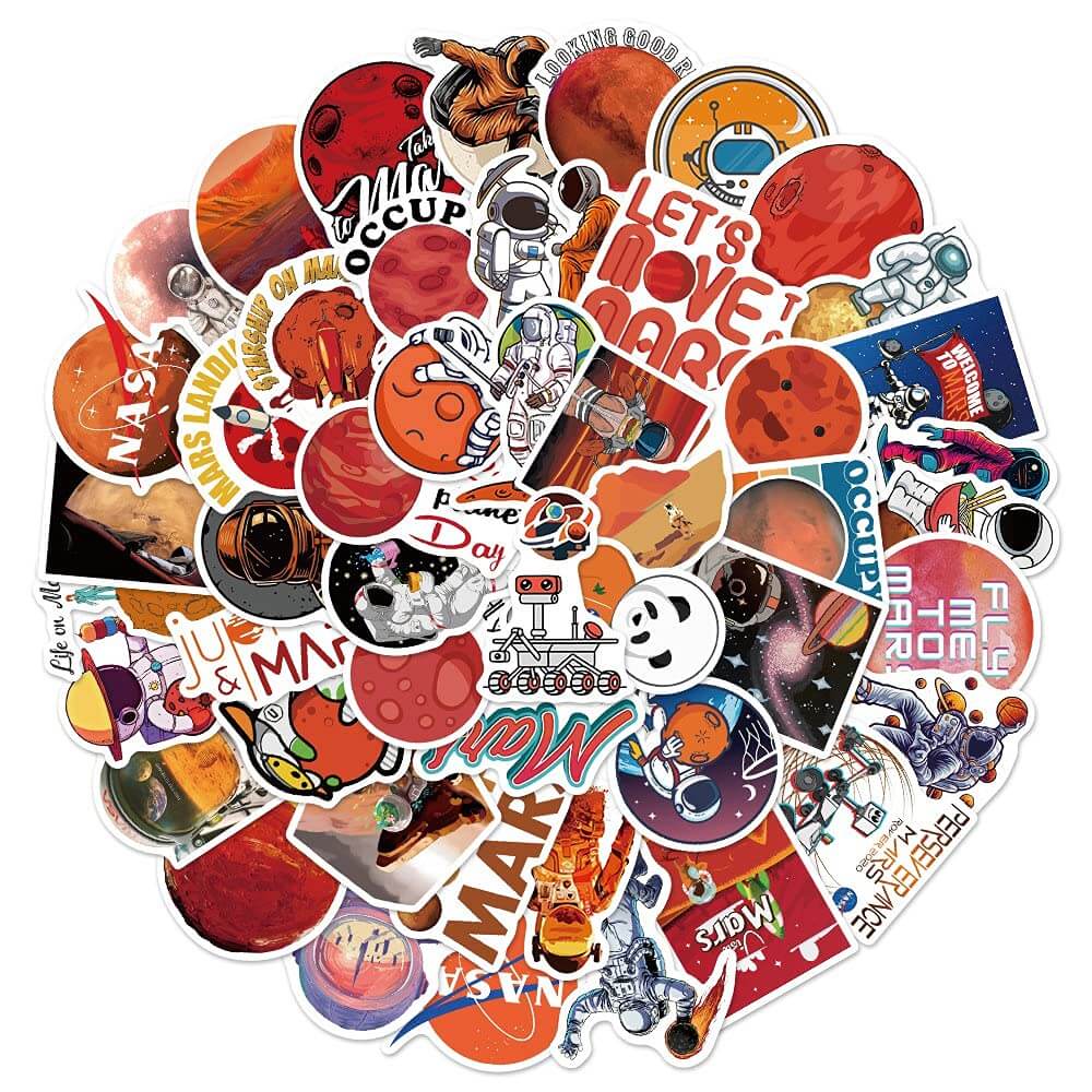 50pc Space Stickers Mars Waterproof Stickers Vinyl Sticker Decal Decor