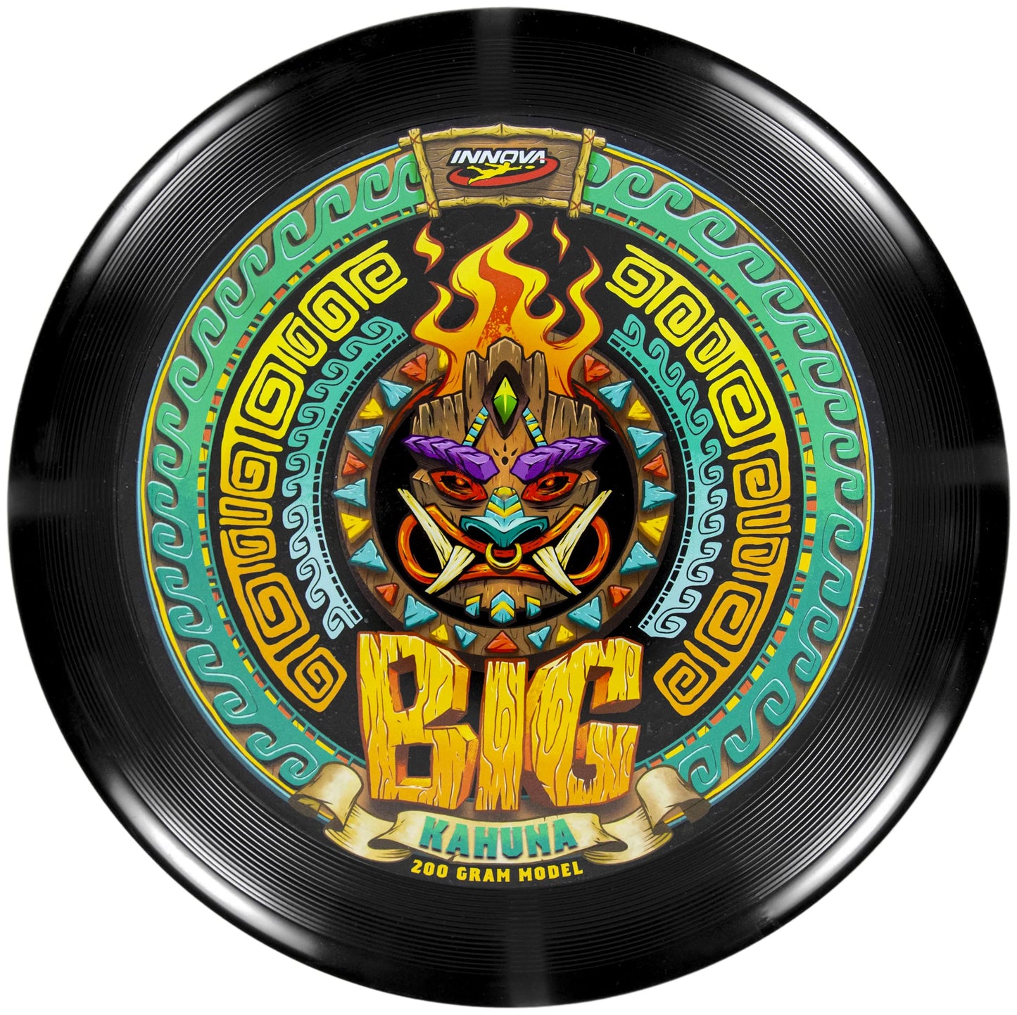 Innova Big Kahuna INNmold Beach Frisbee 200g – Designed to Handle High Winds Easy to Grip Rim (Black)