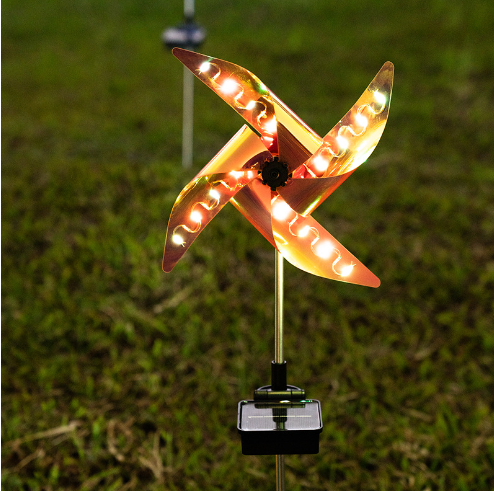 LED Solar Wind Spinner Light for Garden Decor (One Set)