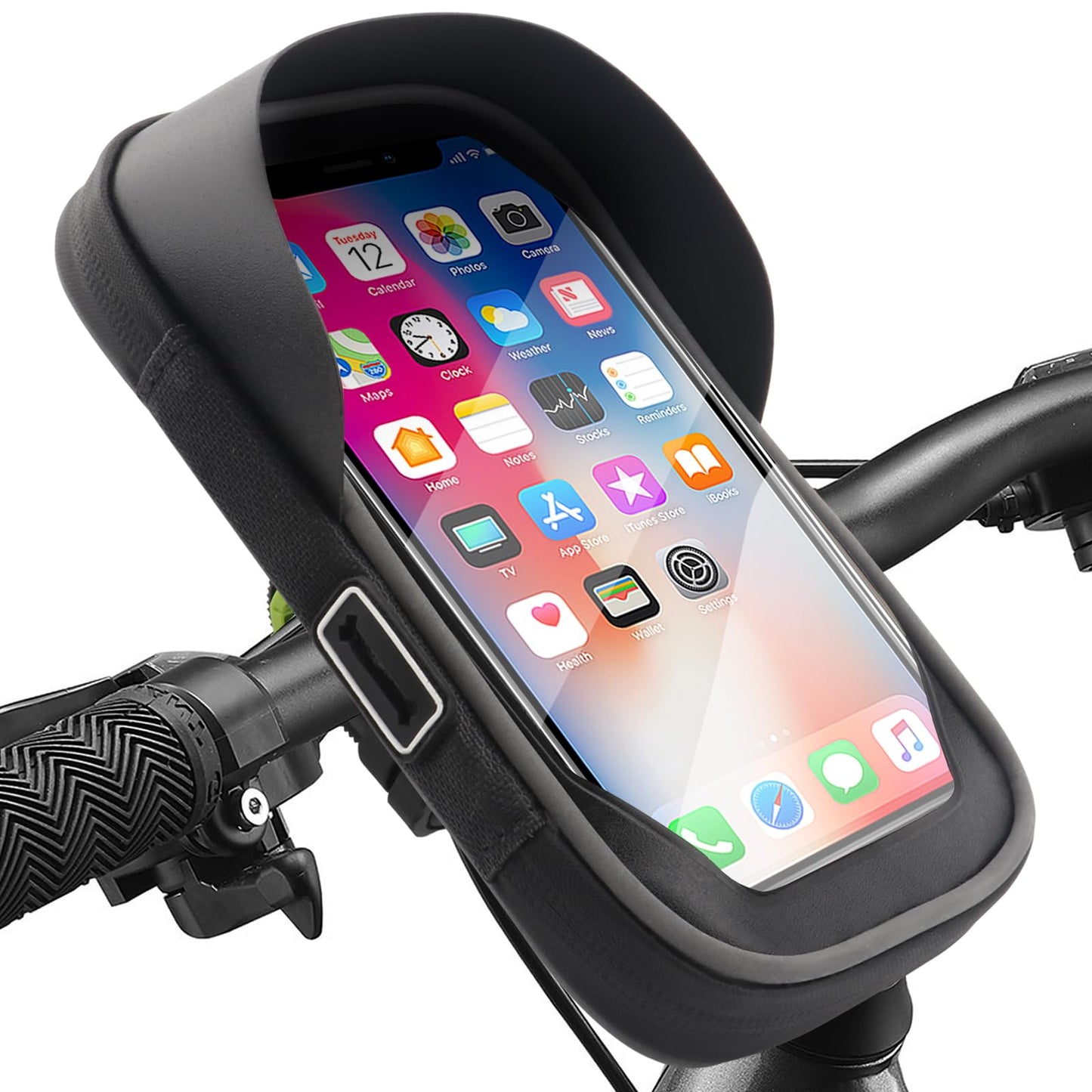 Bike Phone Handlebar Bag Holder Bike Phone Holder Waterproof Bike Bag with Sun-Visor Rain Cover TPU Touch Screen Handlebar Mount Bicycle Phone Front Frame Bag Bike Phone Mount for Bike